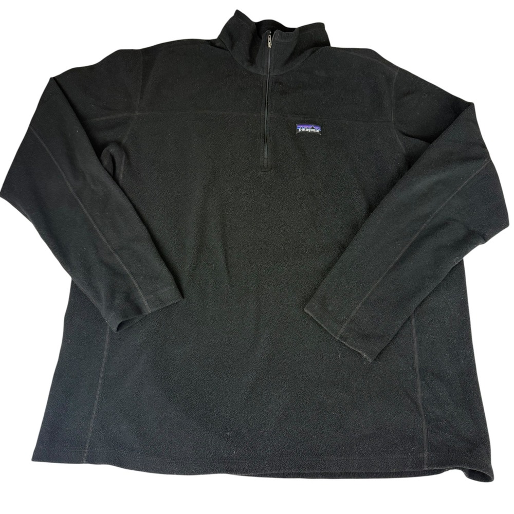 Patagonia Micro D 1/4 Zip Fleece Pullover Mens XXL Black 26176 Mock Neck Sweater